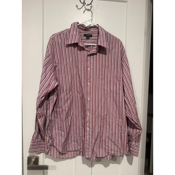 J. Crew Other - J. Crew Mens XL Red Blue Stripe Button Down Dress Shirt 80s 2 Ply Cotton